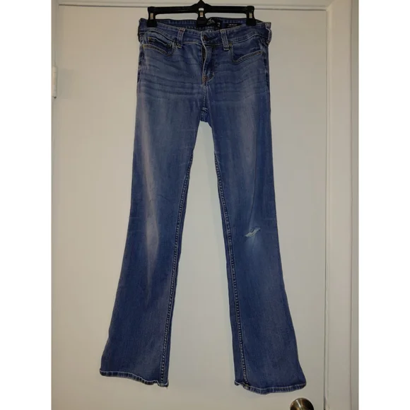 Hollister Super Skinny Blue Jeans Women’s Sz 7 R 28x32 Low Rise Bootcut - Picture 1 of 6